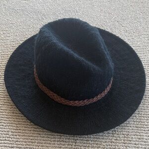 San Diego Hat Company Black Fedora with Braided Brown Band